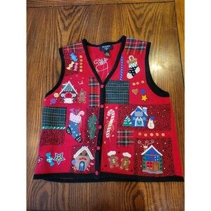 Planet & Company Christmas Gingerbread Sweater Vest Women's Medium